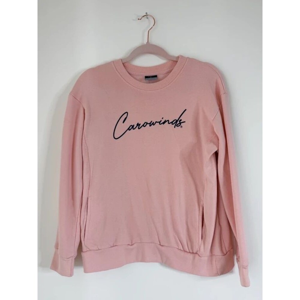 Carowinds Women’s Medium Pink Crewneck Sweatshirt Pullover Theme Amusement Park